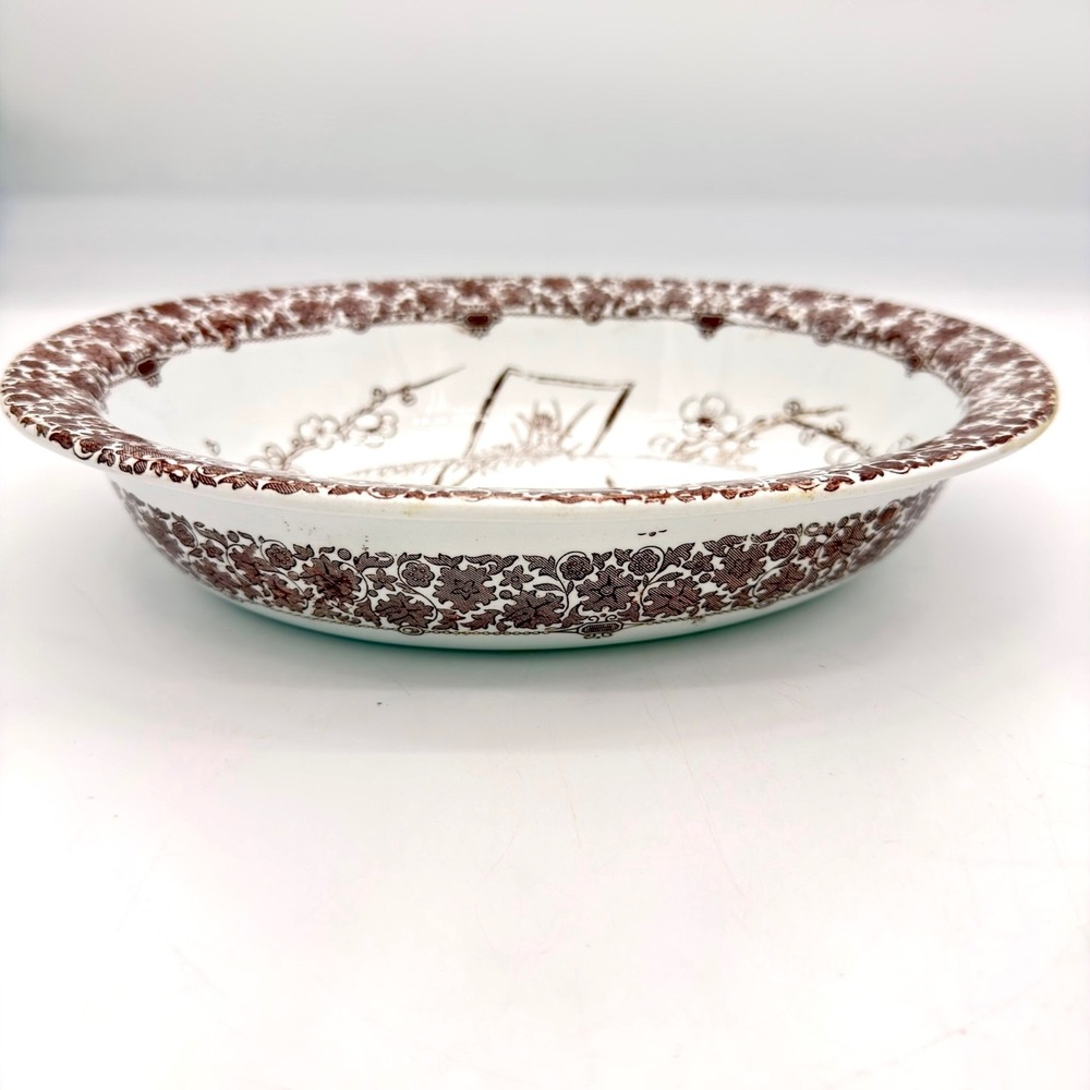 Antique Copeland Spode Brown Transferware Bowl CAIRO Pattern 9.5" Aesthetic